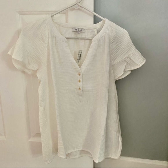 Madewell Lightspun Ruffle-Sleeve Henley Top - Picture 6 of 7